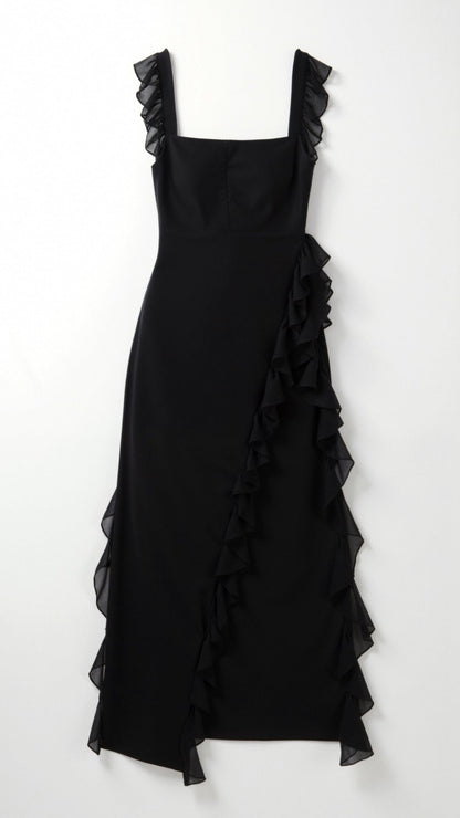 Laura | Elegancka falbankowa sukienka maxi