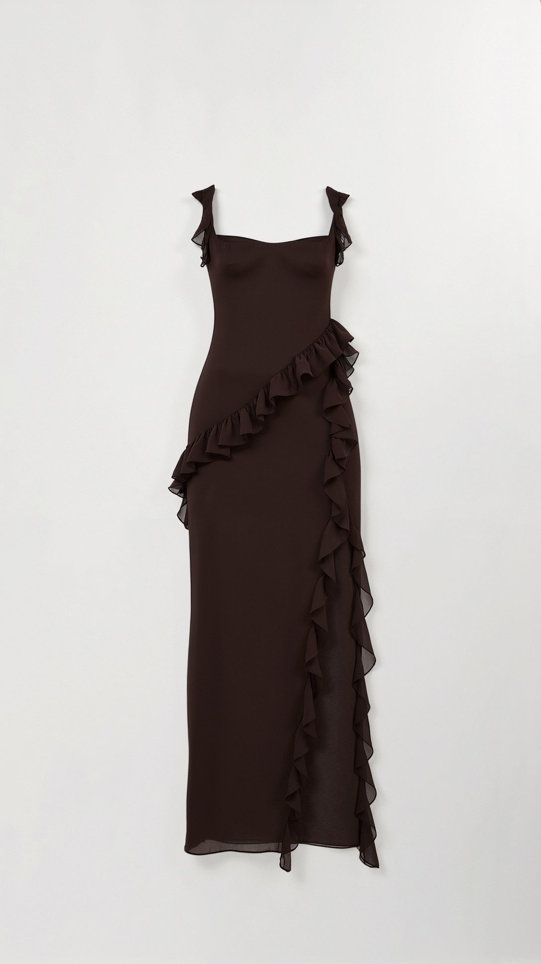 Laura | Elegancka falbankowa sukienka maxi