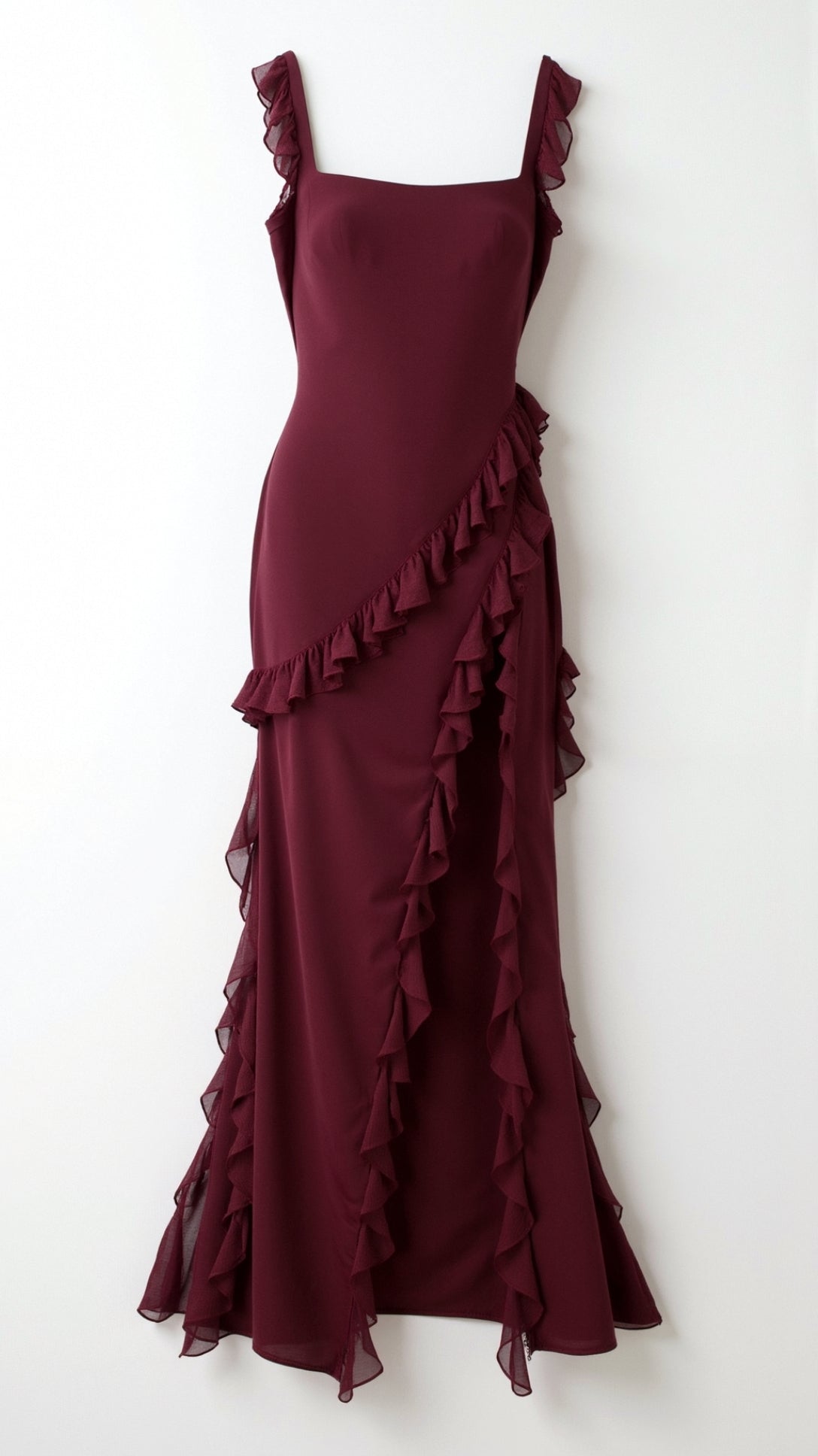 Laura | Elegancka falbankowa sukienka maxi