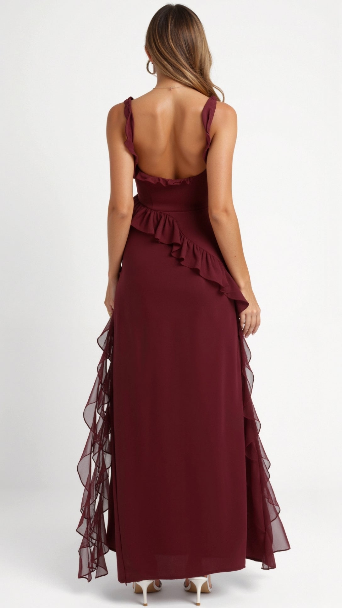 Laura | Elegancka falbankowa sukienka maxi