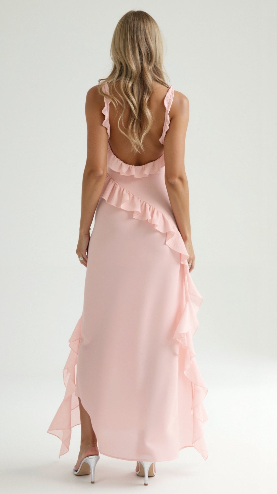 Laura | Elegancka falbankowa sukienka maxi