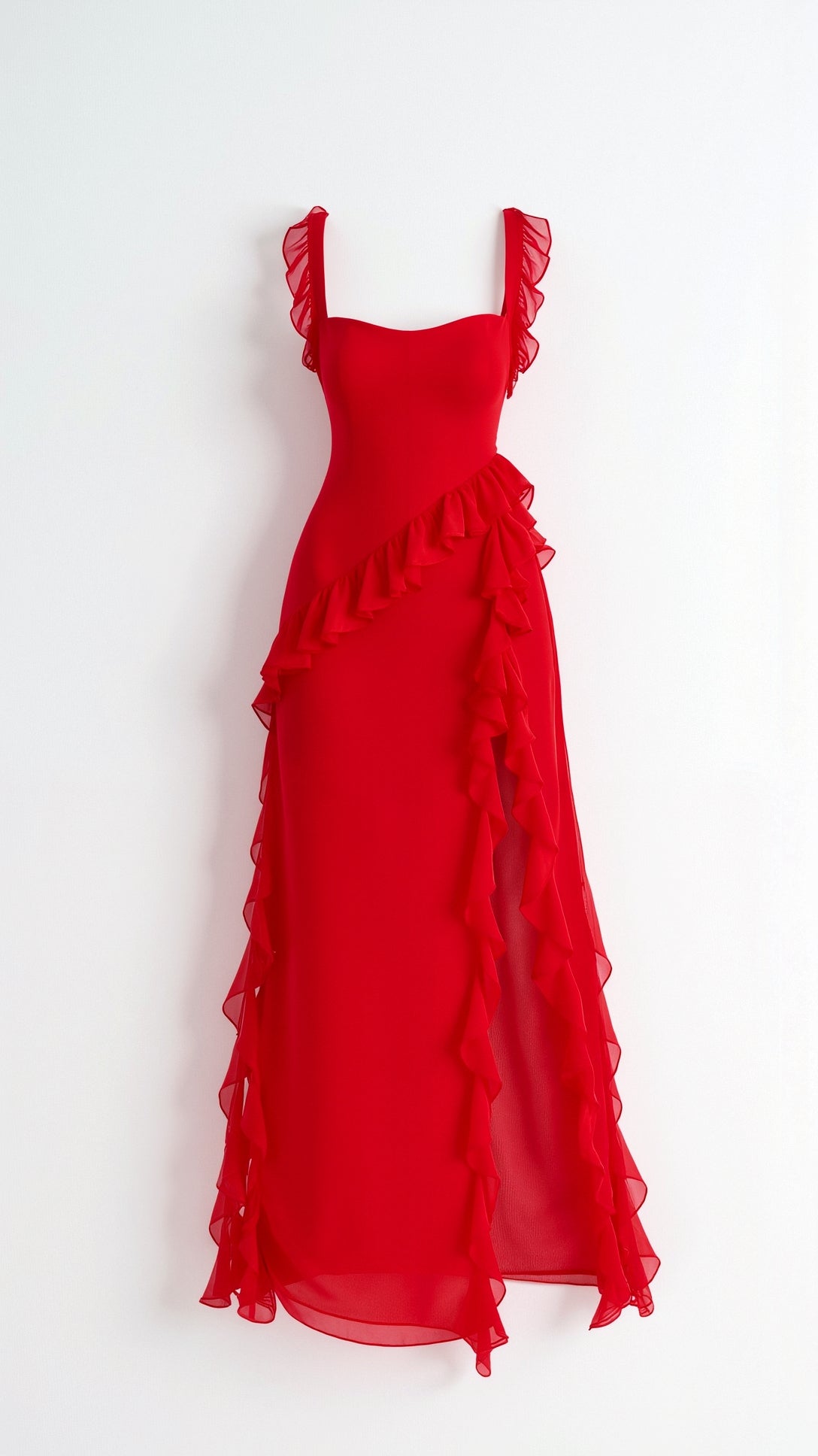 Laura | Elegancka falbankowa sukienka maxi